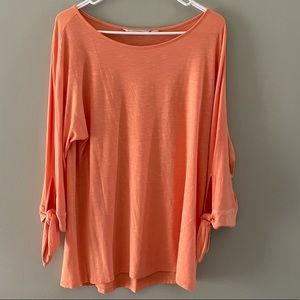Soft Surroundings Adrift Top In Apricot Tie Sleeves Jersey Knit Lounge Size S